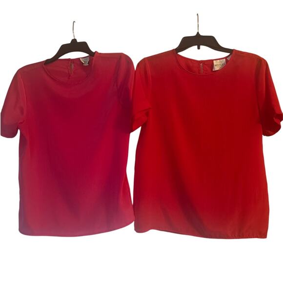 VGUC Bentley Vintage Polyester Blouses Lot of 2 Red/Pink Size Small - Picture 1 of 5